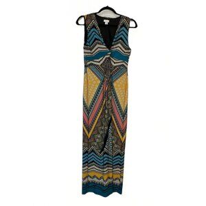 Chico's I-kat Style‎ Maxi Dress Womens S Geometric Stretch Jersey Made USA